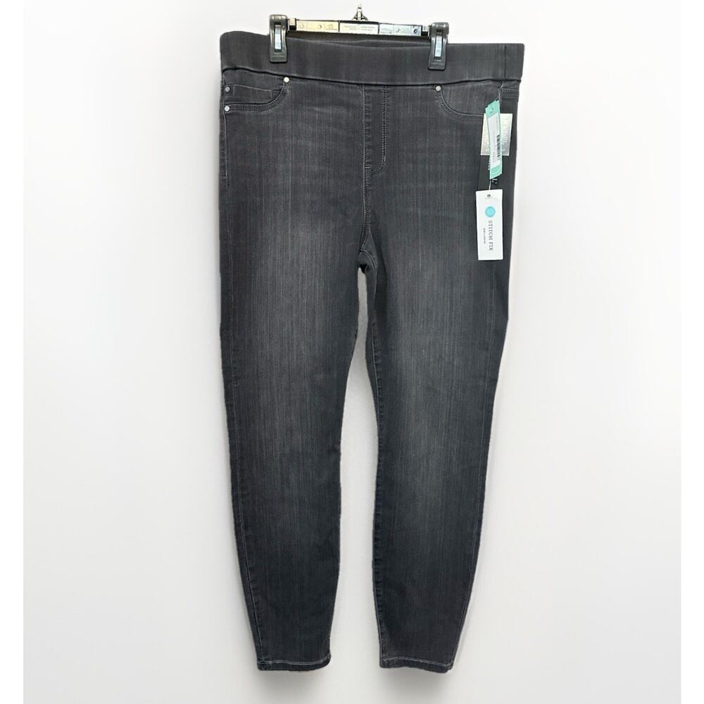 NWT Liverpool Elizabeth Jeans Skinny Pull On Sz 12 Wide Band Gray Meteorite